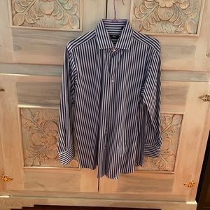 Hugo Boss Blue Striped Button Down Longsleeve
